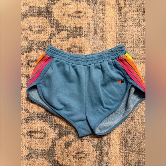 Aviator Nation Revolve Shorts Blue Neon Stripes Size Small Excellent Condition - Picture 2 of 5